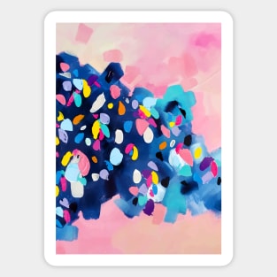 Modern Pink Abstract Painting, Colorful Contemporary Painting Sticker
